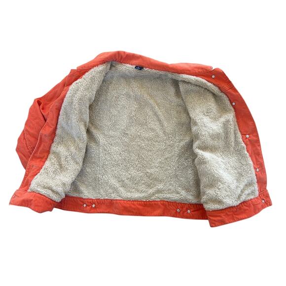Vintage Y2K GAP Orange Corduroy Sherpa Lined Trucker Jacket Women's XL Grunge - Picture 9 of 14